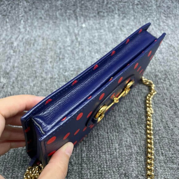 100% Authentic GUCCI Horsebit 1955 Chain Wallet Leather Shoulder Bag - Picture 3 of 13